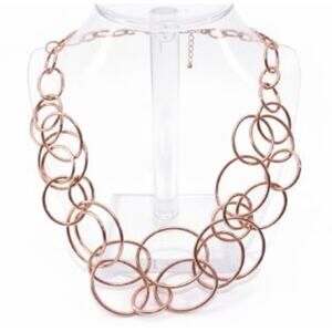DESIGNER Women's Gold Interlocking Circles Necklace NWOT 98